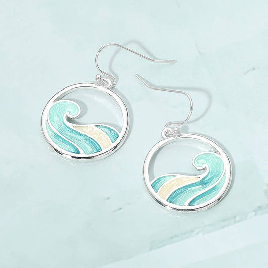 Wave Charm Drop Dangle Earrings