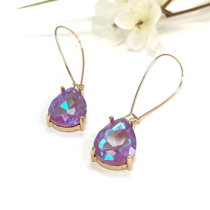 Teardrop Glass Bead  w/Kidney Wire Earrings