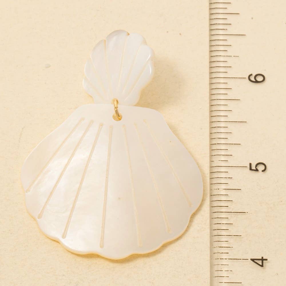 Mother Of Pearl Clam Shell Dangle Earrings