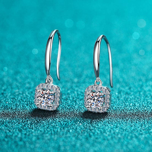 Four-Prong Moissanite Hook Earrings in 925 Sterling Silver