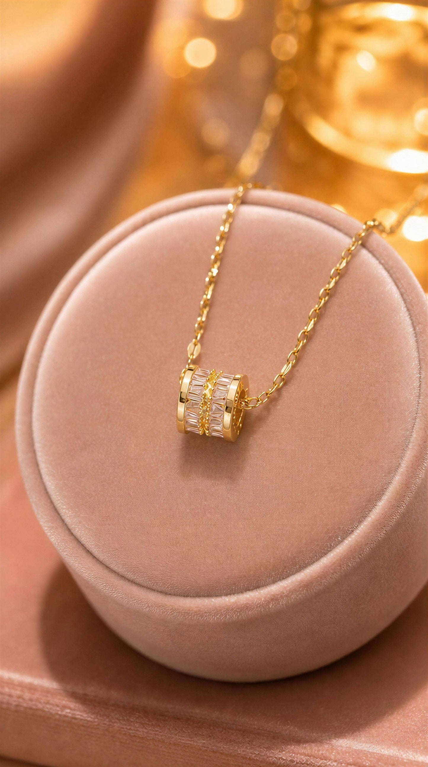 Aurora Barrel Pendant Necklace – Tarnish Resistant SS
