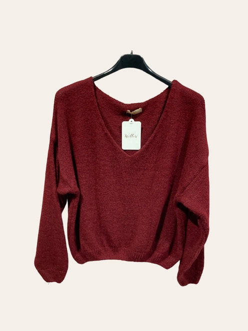 V-Neck Crop Sweater with A Tight Hem