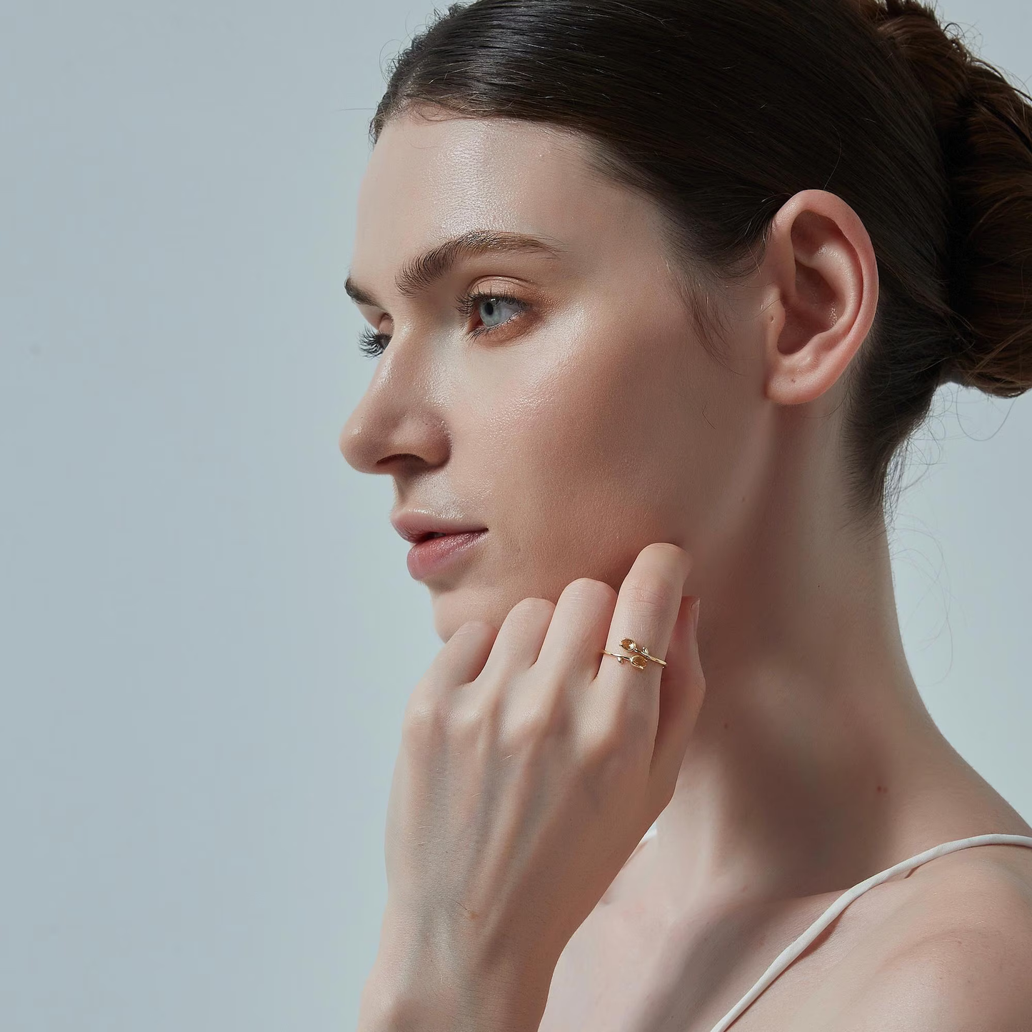 Citrine Tulip Flower Bypass Ring in 925 Sterling Silver