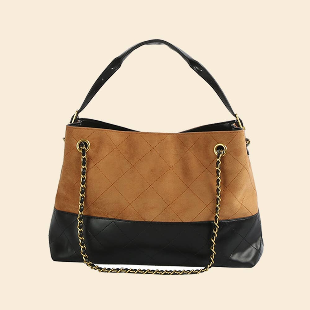 Suede Woven Double Strap Satchel Hand Bag