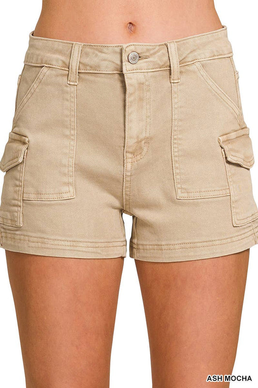 Utility Pocket Denim Shorts (Stretch)