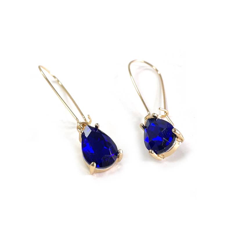 Midi Size Teardrop 5A Grade Glass Drop Kidney Wire Earrings