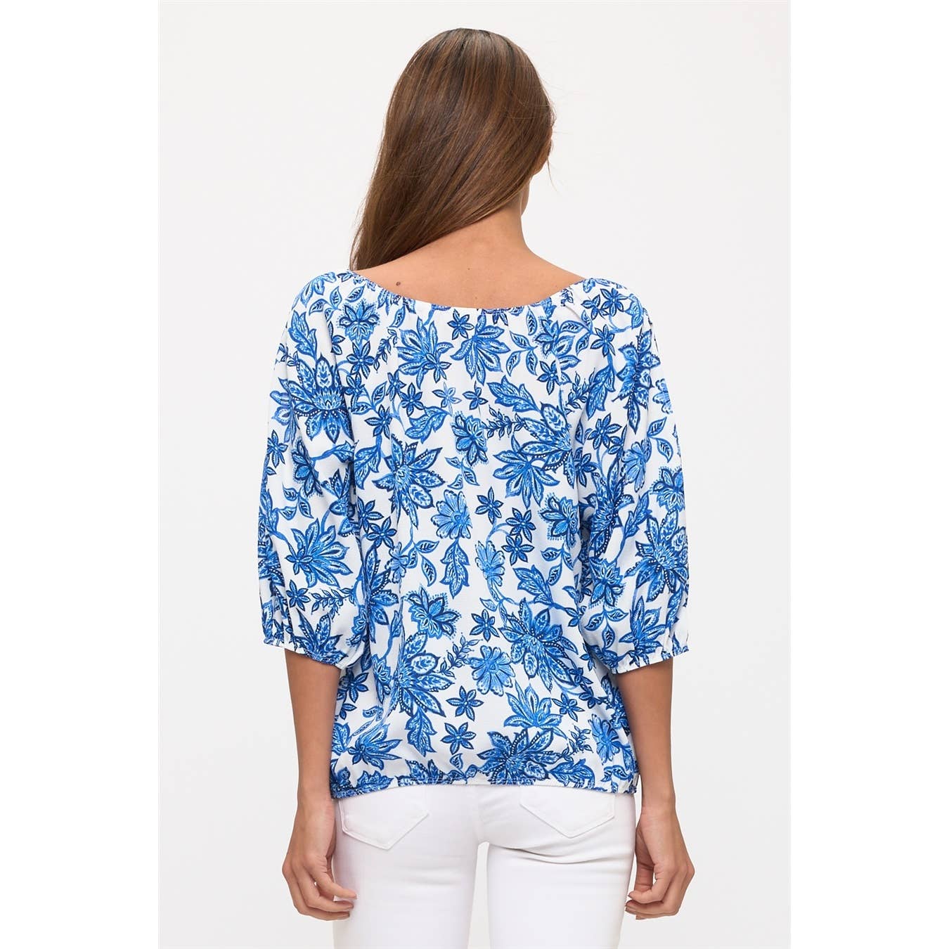 Floral Tie Neck Peasant