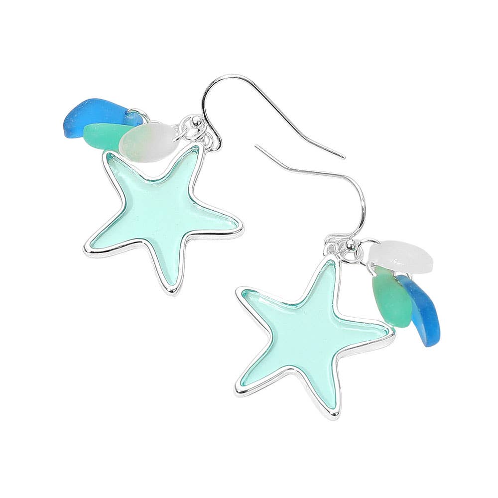 Sea Glass Starfish Dangle Earrings