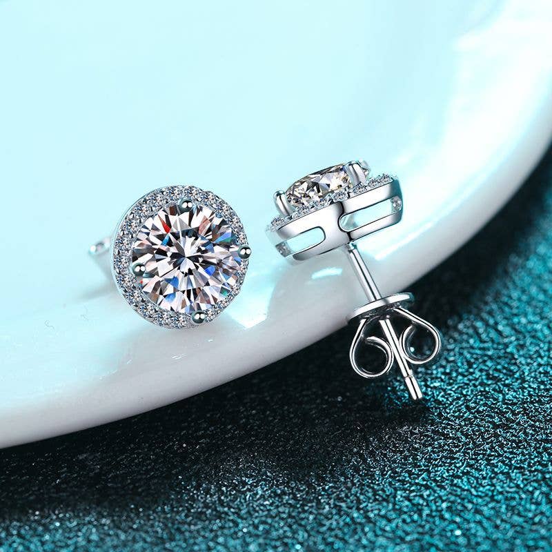 Four-Prong Moissanite Stud Earrings in 925 Sterling Silver