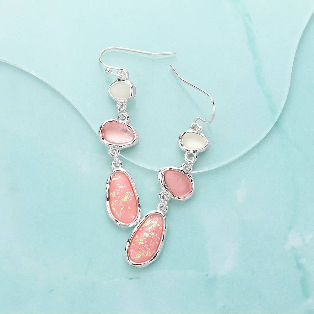Pebble Link Dropdown Dangle Earrings
