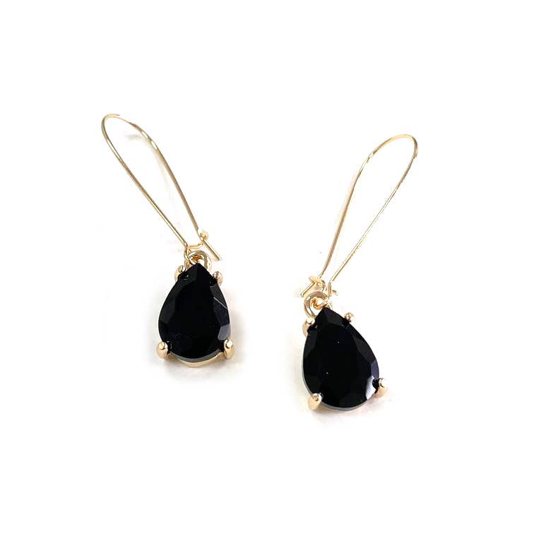 Midi Size Teardrop 5A Grade Glass Drop Kidney Wire Earrings