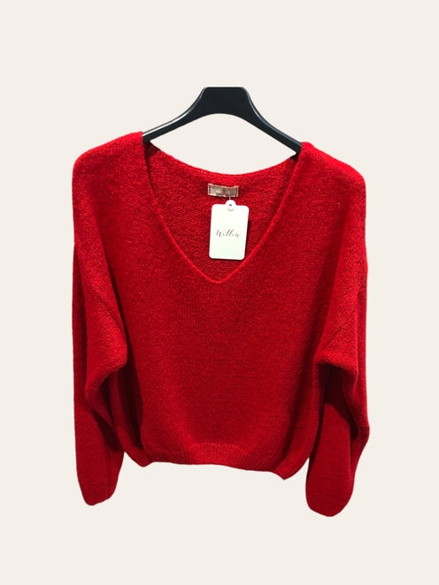 V-Neck Crop Sweater with A Tight Hem