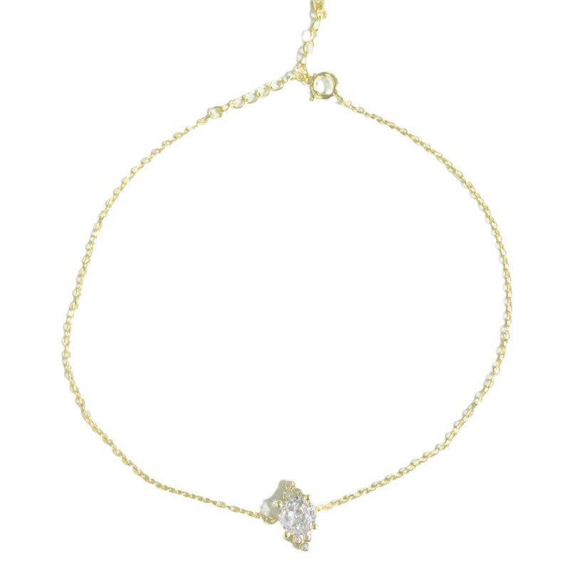 Minimalist Marquise Stacking Anklet in 925 Sterling Silver