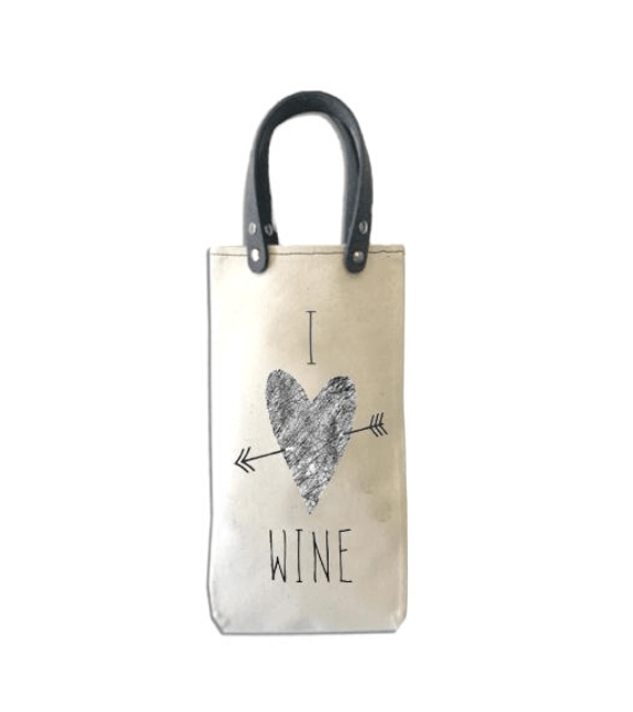 I Heart Wine Design Canvas Wine Tote