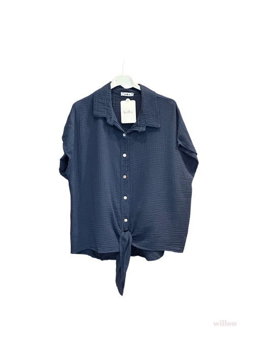 Cotton Gauze Knotted Shirt