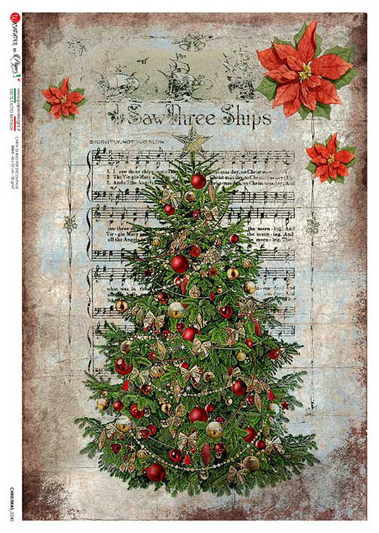 Paper Designs Rice Paper Beautiful Tree PD CHRISTMAS 0340,