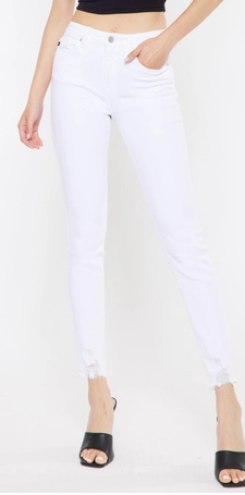 HIGH RISE ANKLE SKINNY WHITE JEANS