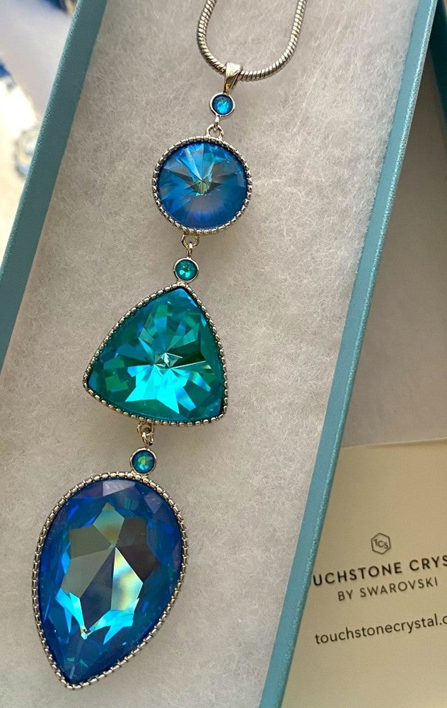 Swarovski Touchstone “Fluidity Blue”  Slide Necklace