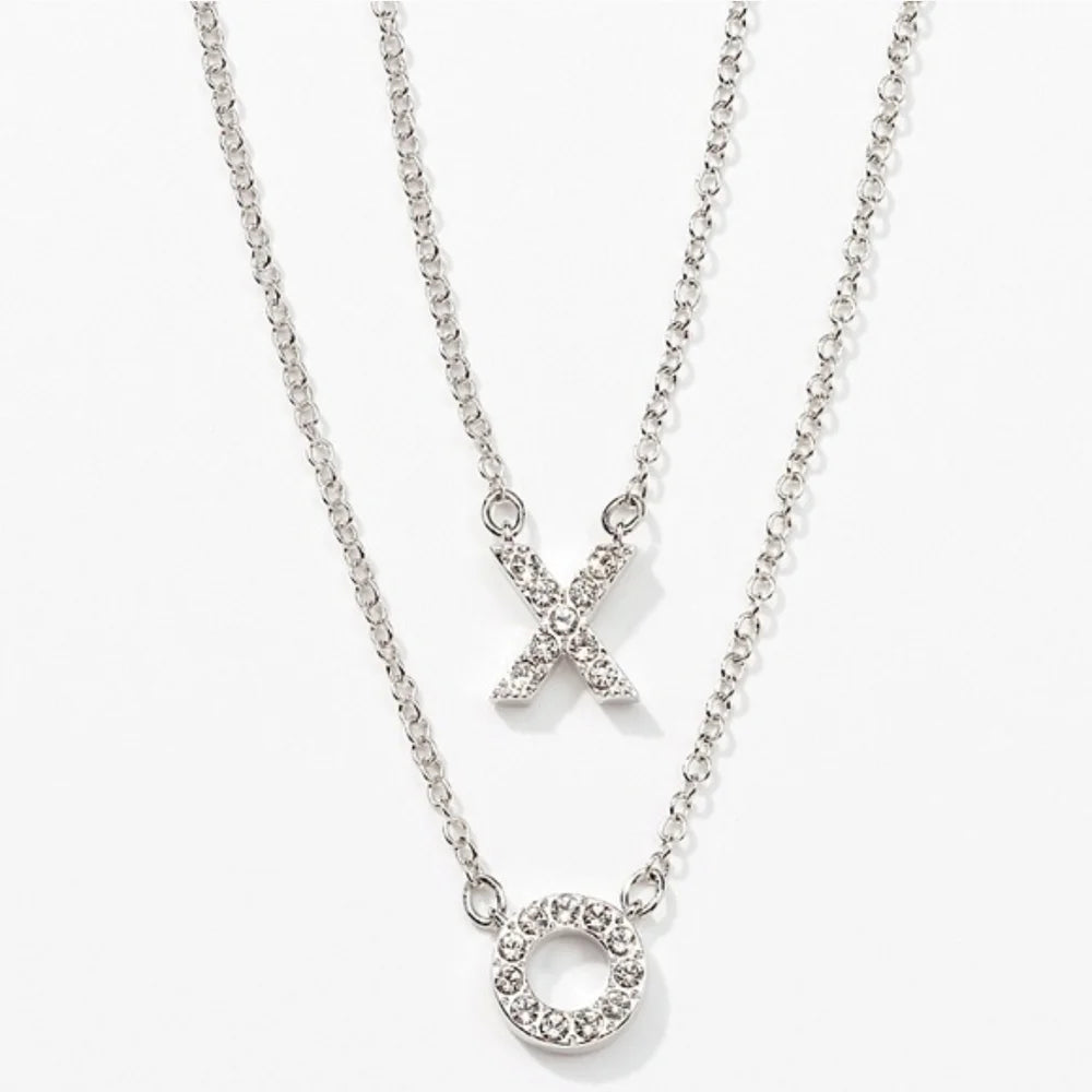 Touchstone Crystal Silver XO Pendant Necklace