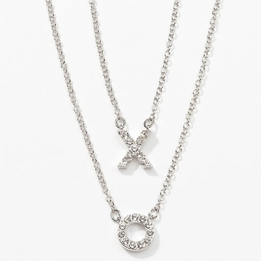 Touchstone Crystal Silver XO Pendant Necklace