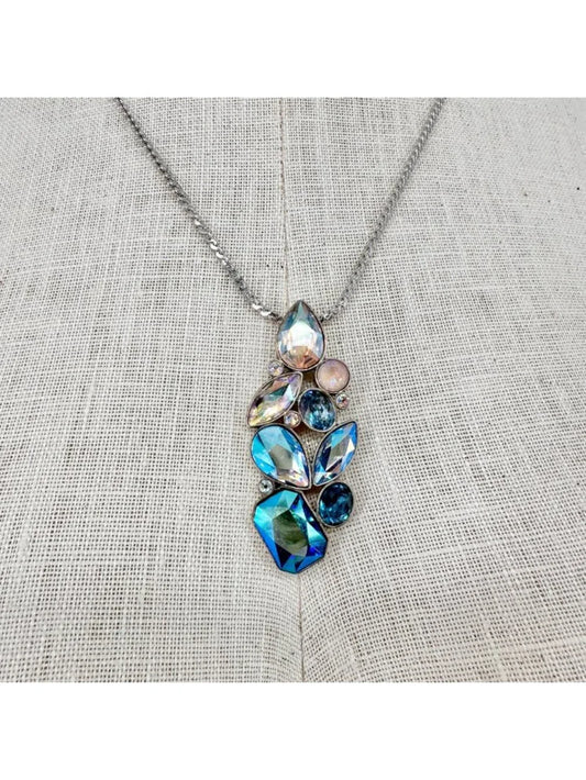 Touchstone Crystal Intrigue Pendant Necklace Silver Chain
