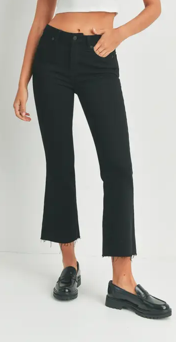 Jeans Cropped Flare Blk