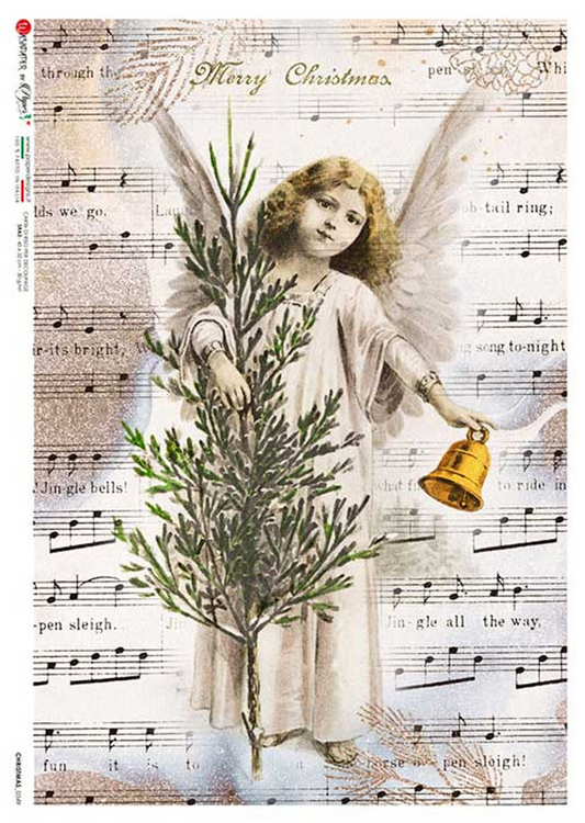 Paper Designs Rice Paper Musical Angel PD CHRISTMAS 0349