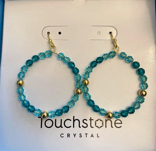 Touchstone Crystal by Swarovski Savvy Earrings – Golden Blue-2487E