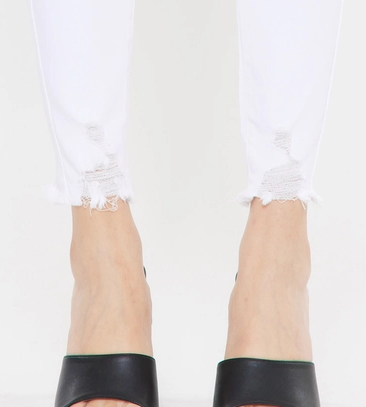 HIGH RISE ANKLE SKINNY WHITE JEANS