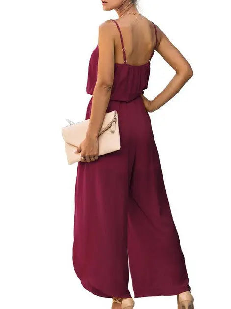 Spaghetti Strap Wide Leg Jumpsuit