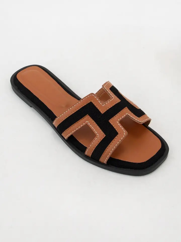 Luke Leather Contrast Edge H-Shaped Cutout Upper Sandal