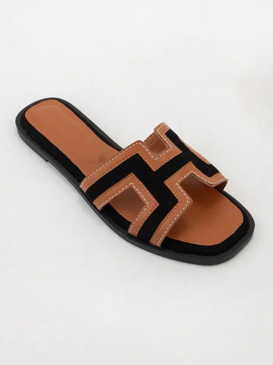 Leather Edge H-Shaped Cutout Upper Sandal - shoes