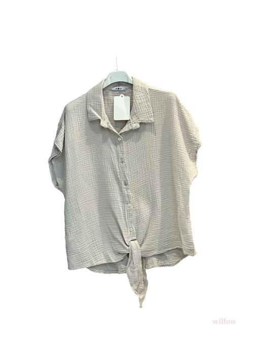 Cotton Gauze Knotted Shirt