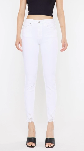 HIGH RISE ANKLE SKINNY WHITE JEANS